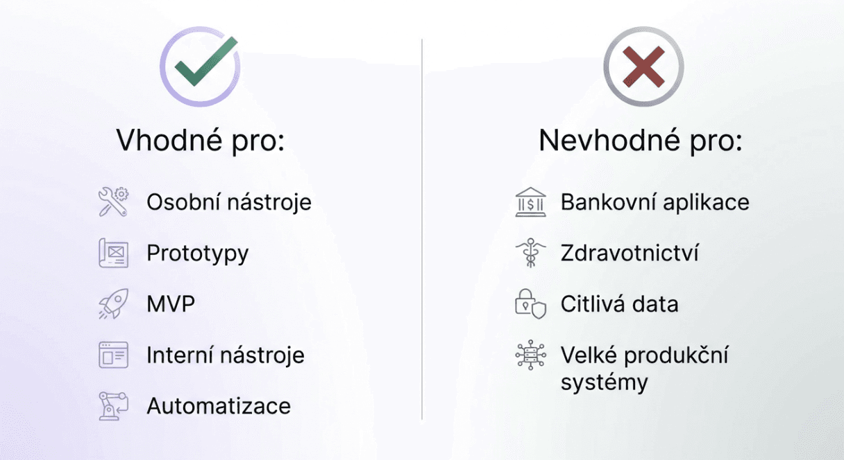 pro co je vibe coding vhodný a pro co už ne