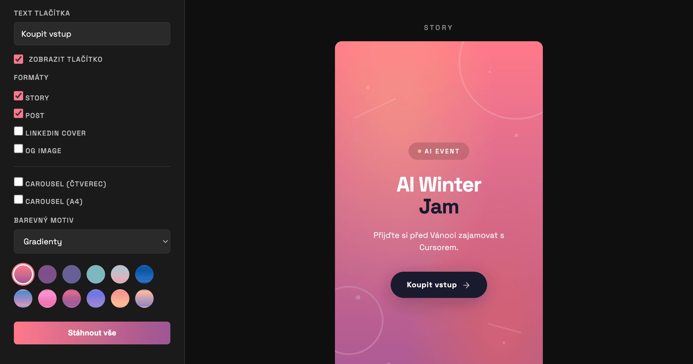 banner creator - vibe codovaný nástroj veroniky z aibility